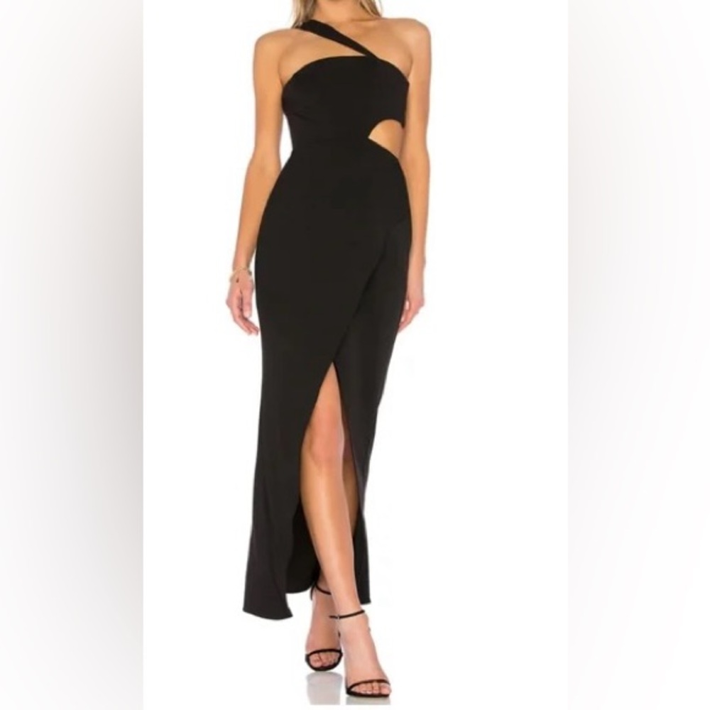 BCBGMAXAZRIA Acasia Black One-Shoulder Gown
